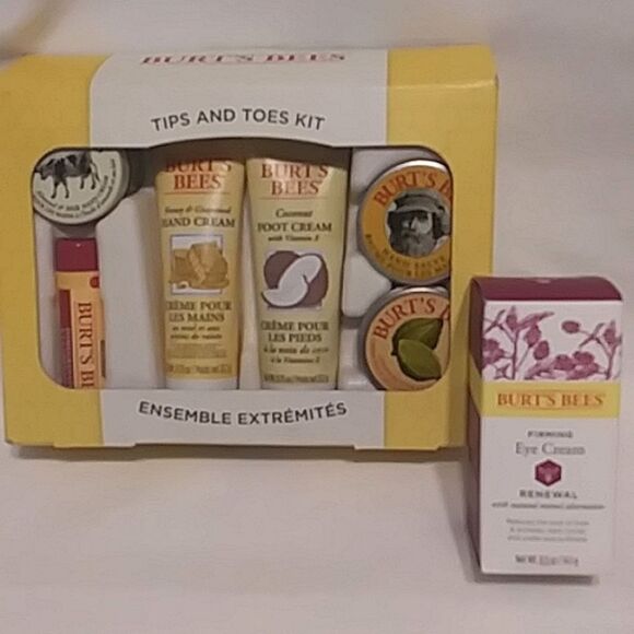 Burt's Bees Tips And Toes Kit and Firming Eye Cream Renewal 7 Total Items - Picture 1 of 5